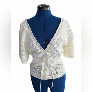 Elegant cream open  Lace Women's cardigan Sweater
